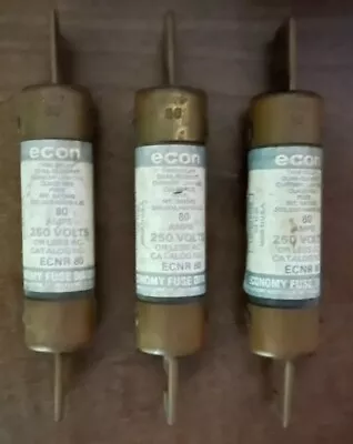 Lot Of 3 Econ ECNR 80 Fuses 80 Amp 250V Time Delay Dual Element *FREE SHIPPING* • $29