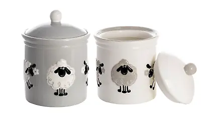 Storage Jars With Lid Tea Coffeee Sugar Treats Kitchen Ceramic Sheep Animal Gift • £19.99