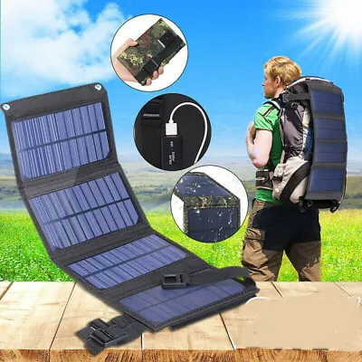 100W USB Solar Panel Folding Power Bank Outdoor Camping Hiking Phone Charger Kit • $16.89