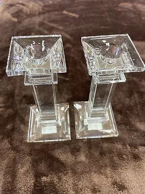 Mikasa Classic Crystal Candlestick Holders Pair  6” Tall  New/Unboxed • $28.50