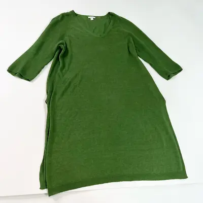 J.Jill Tunic Sweater Dress Women's Medium 3/4 Sleeve Linen Blend Two Side Slits • $34.20