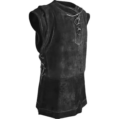 Men Faux Suede Vest Retro Medieval Pirate Waistcoat Costume Renaissance Tops • $22.75