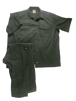 Dickies Set Mens Pants 42 Slim Straight Green 42X34 Matching XL Button Up Shirt • $49.99