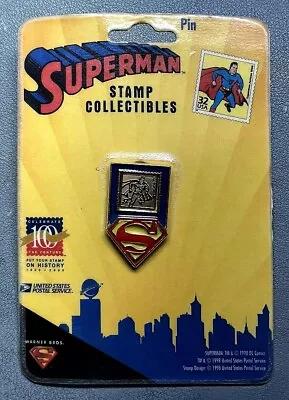 1998 Dc Comics / Usps Superman Logo & Stamp Collectible Pin (moc) * • $9.73