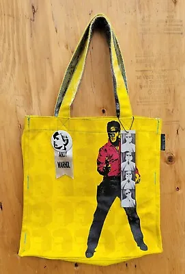 NWT Andy Warhol Elvis Presley Canvas Tote W/Coin Purse Pop Art Yellow 15  X 15   • $79.99