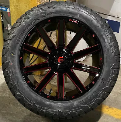 4) 22x12 Fuel D643 Contra Red Black Wheels 35  AT Tires 5x5 Jeep Wrangler JK JL • $3324.05