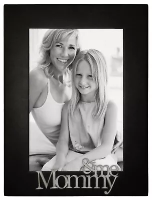 4x6 Mommy & Me Black Expressions Wood Photo Frame With Silver Word Attachment • $19.99