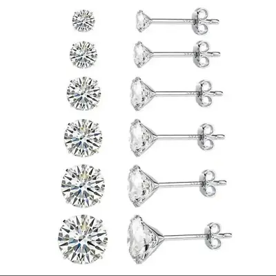 New 925 Sterling Silver Stud Earrings Pack For Women Sets For Men Cubic Zirconia • £2.79