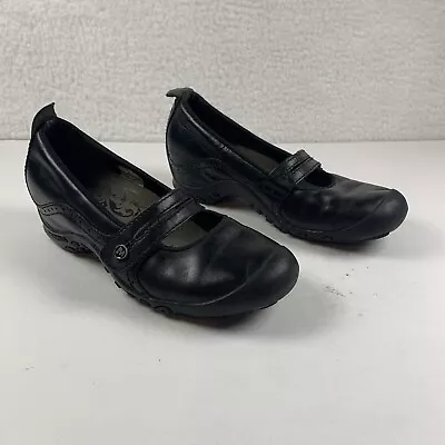 Merrell Plaza Bandeau Mary Jane 6.5 Slip On Walking Shoes Leather Black 7518 • $38