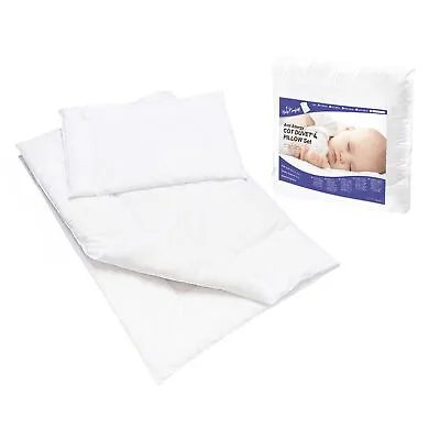 Duvet And Pillow Set 120x90 Cm For Baby Cot Bed Polyester Modern Baby White • £17.57