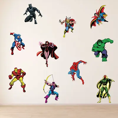 FULL SET Marvel Avengers Vintage Kids Boys Girls Bedroom Vinyl Wall Art Stickers • £7.99
