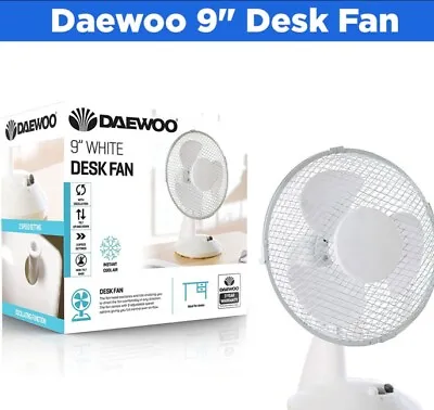 Daewoo COL1062 9-Inch Table Fan Portable Desk Fan For Home/Office 2 Speed Sett • £30