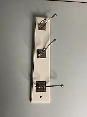 LIBERTY Coat Rack Wall Mounted - 3 Hooks Heavy Duty White And Chrome • $22.99