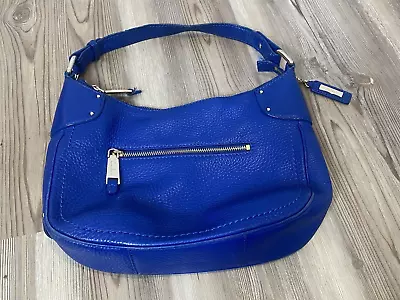 Cole Haan Royal Blue Soft Pebbled Leather Shoulder Bag With Gold Hardware • $29.99