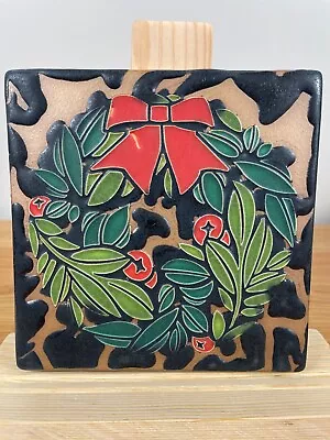 Motawi Arts & Crafts Tile Christmas Wreath  6  X 6  Rare Curdled Glaze Test Tile • $199.99