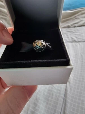 $90 • Buy Authentic Pandora Two Tone Silver 14k Gold Harlequin Web Diamond Charm 790164...