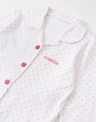 Personalised Children Pyjamas Traditional Pink Sparkle Button Up Christmas SALE • £5