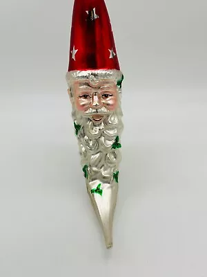 Dept 56 Blown Mercury Glass Crescent Moon Santa Face Christmas Ornament 12  • $29.99