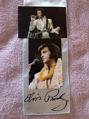 Elvis Presley Signature Blue Scarf& Aloha From Hawaii Concert Show Photos Lot 3 • $30