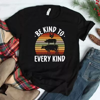 SALE!! Be Kind To Every Kind Vegan Retro Vegetarian T-Shirt Size S-5XL • $6.99