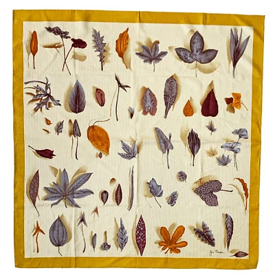 $35 • Buy JIM THOMPSON CHECK LEAF YELLOW LARGE Silk Scarf 33/32  In MADE IN THAILAND #A115
