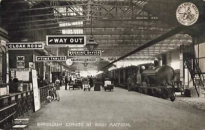 Edwardian Postcard LNWR Birmingham Express At Rugby Train Station • £2.50
