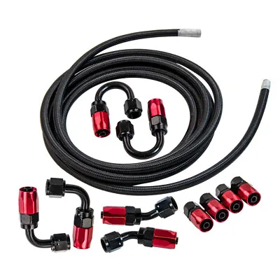 Stainless Steel Braided Oil Fuel Line AN6 6AN 5M 16ft & Fitting Hose End Kit • $73.60