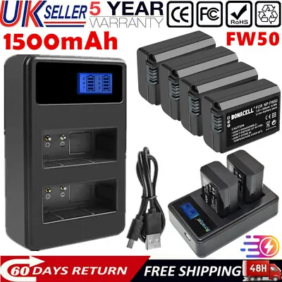 £20.99 • Buy 2/4x NP-FW50 Battery & USB Dual Charger For Sony Alpha A7 A7R A6000 A6500 A6300