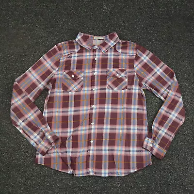 Passport Shirt Womens XL Red & White Plaid Snap Button Long Sleeve Ladies • $12.59