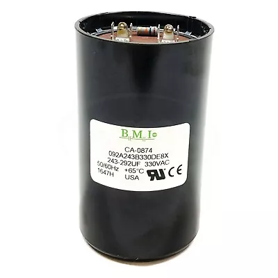 CA-0874 BMI Start Capacitor 243-292uF 330VAC 092A243B330DE8X 50/60Hz +65°C • $59.97