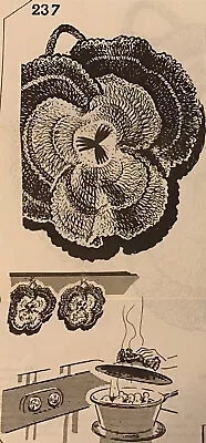 #237 Vintage PANSY POTHOLDER Patterns To Crochet (Reproduction) • $5.99