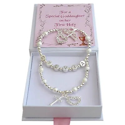 £24.99 • Buy Gift For First Holy Communion Day, Girls Personalised Jewellery Set With Name