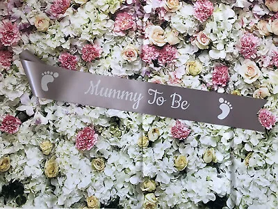 Baby Shower Sash Gender Reveal Mummy To Be Nanny Silver Sash White Text • £3.70