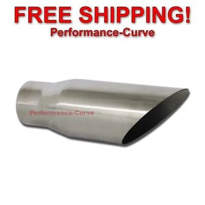 Stainless Steel Round Angle Cut Exhaust Tip 3  Inlet - 4  Outlet - 12  Long • $32.95