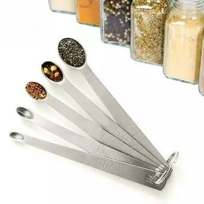 Mini Measuring Spoons 5 Pieces Steel Set US Best • $3.01
