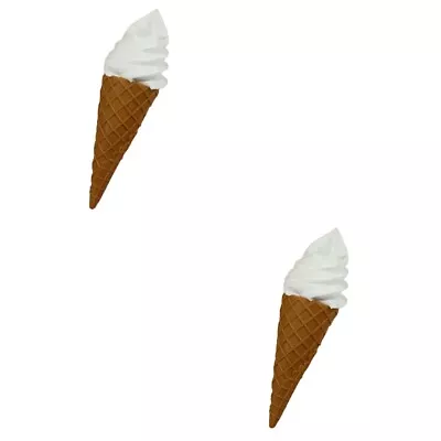  Set Of 2 Simulation Ice Cream Cone Models Artificial Decorate • £23.45