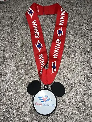 NEW Disney Cruise Line DCL WINNER Mickey Mouse Lanyard Medal Medallion Red Black • $12.90