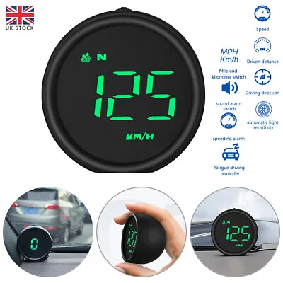 Digital GPS Speedometer Head Up Display MPH/KM Overspeed Tired Warning Alarm UK • £20.99
