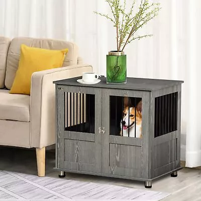 Medium Wooden Furniture Style Dog Crate W/ Double Door Indoor End Table • $119.99