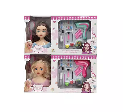 Girls Hair Combing Beautiful Head Doll Play Set Hair Styling Toy With Accessorie • £15.99