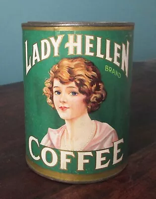 Vintage LADY HELLEN BRAND Coffee Tin One Pound Can Nice Condition • $20.50