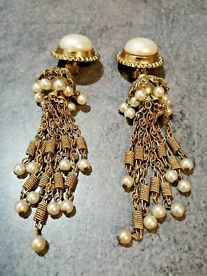 Vintage French Jewelry Earrings Gold Pearl • $126.65