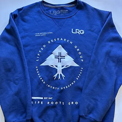 L.R.G Lifted Research Group Blue Pullover Sweater Sweatshirt Sz L M Street 1122 • $14.99