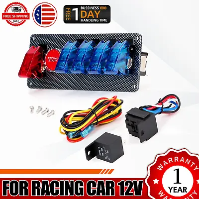 Carbon Ignition Switch Panel Engine Start Push Button LED 12V Toggle Racing Car • $33.98