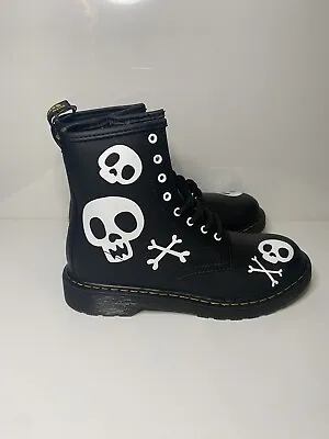 $149.99 • Buy Dr. Martens 1460 Y SIZE 6 Black Skulls Bones Skeleton Halloween Lace Up Boots