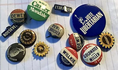 Lot Of American Presidential Campaign Buttons FDR Willie Dewey Landon More • $9.95