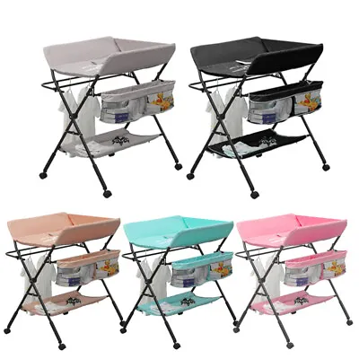 Adjustable Height Baby Changing Table Infant Diaper Changing Station With Wheels • £49.99