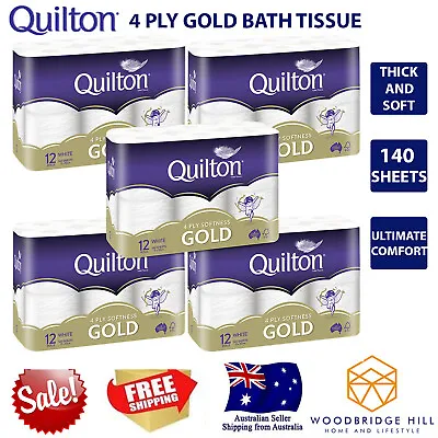 $47.97 • Buy 60X Quilton Gold Toilet Paper 4 Ply 140 Sheets Tissue Papers Rolls Roll 