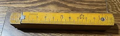 VINTAGE ANTIQUE METRO WOODEN THIN FOLDING RULER 100 CM/40” Excellent!! • $7.50