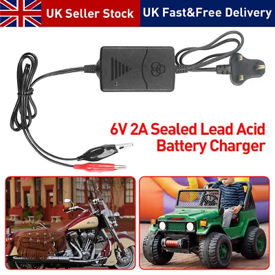 6V Volt Sealed Lead Acid Battery Charger For Motorbike Quad Bike Kids Toy Car UK • £9.39